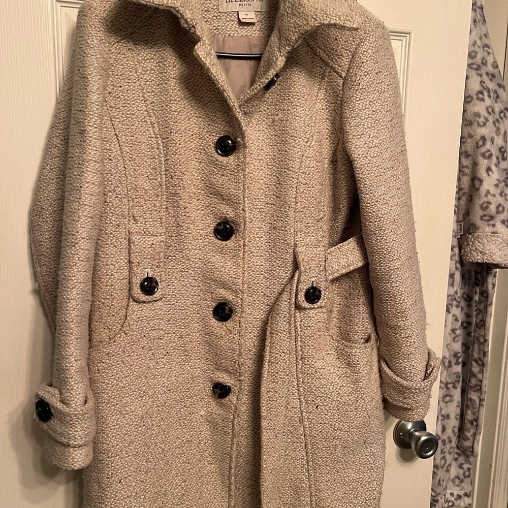 Elie Tahari Cream Pea Coat Timeless Style